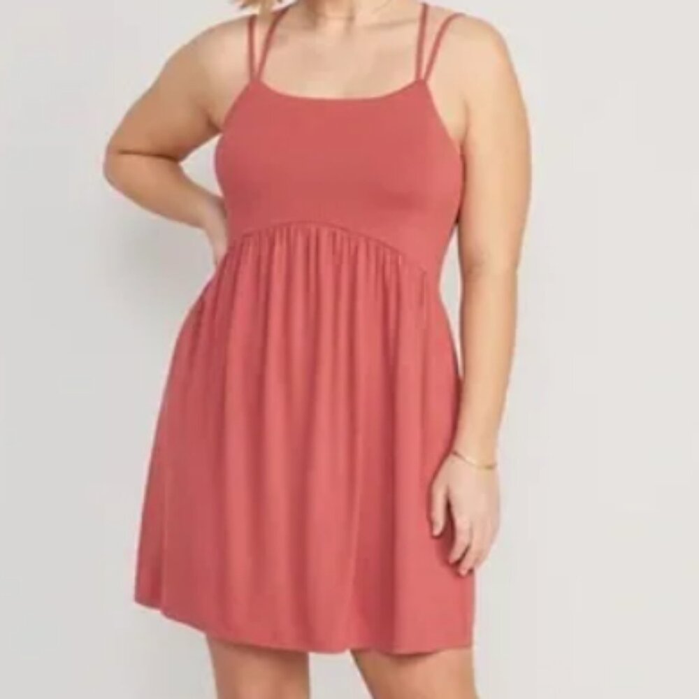 Old Navy Coral Fit & Flare Strappy Mini Dress